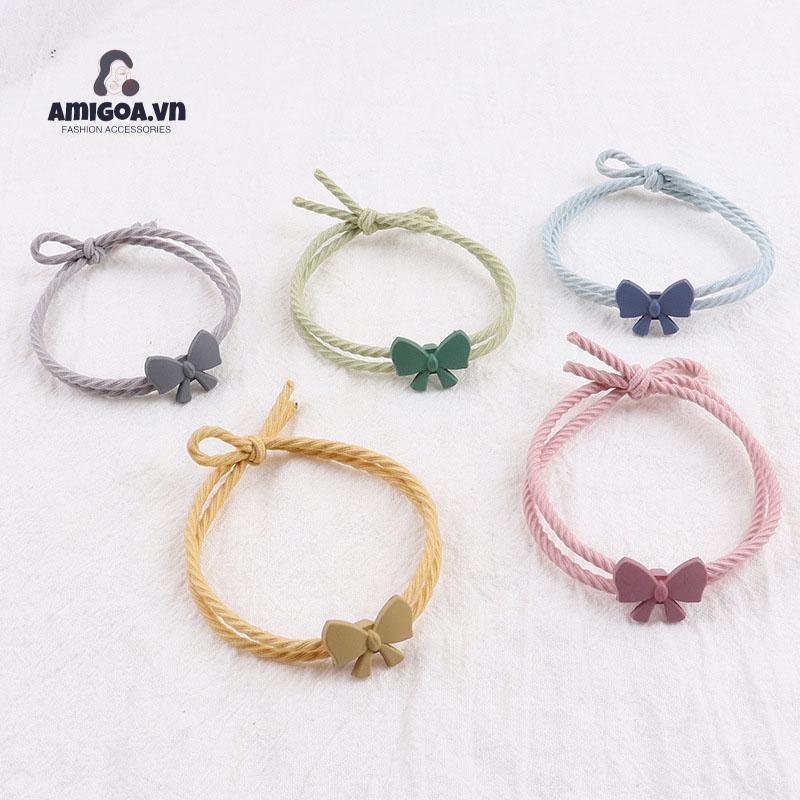 Dây Thun Cột Tóc Bằng Cao Su Bọc Vải Phối Da Kiểu Hoạt Hình Dành Cho Bé Gái