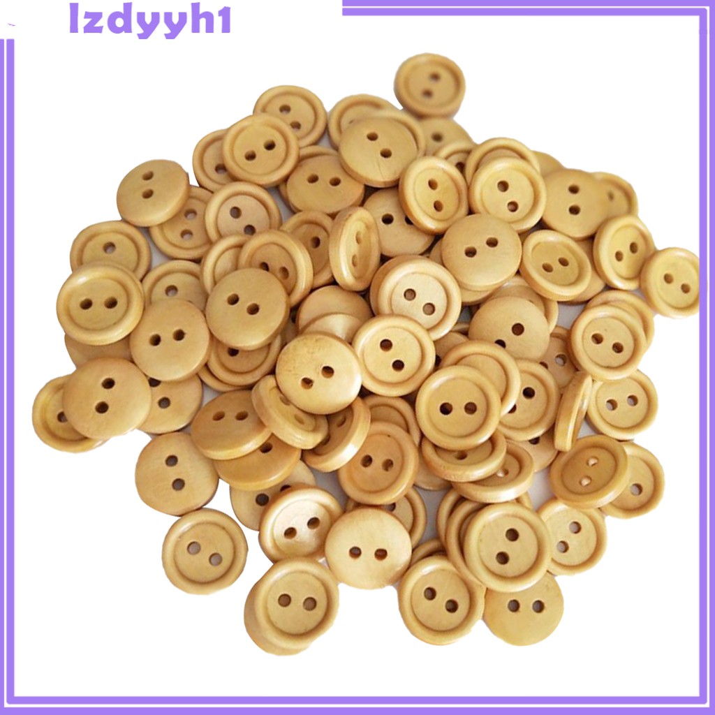 Set 100 Nút Gỗ 2 Lỗ Phong Cách Vintage Dùng Làm Đồ Thủ Công