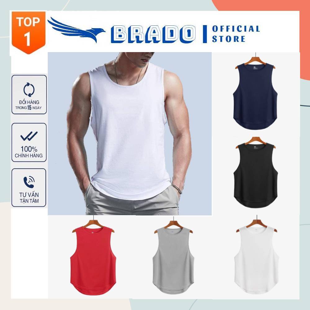 Áo ba lỗ nam tập gym, chơi thể thao, chạy bộ chất vải Thun Mè co giãn, thoáng mát