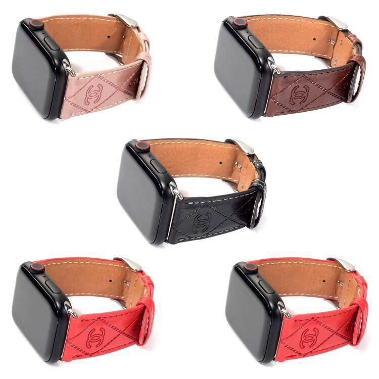 Chanel Dây đeo bằng da cho đồng hồ thông minh Apple watch 1 2 3 4