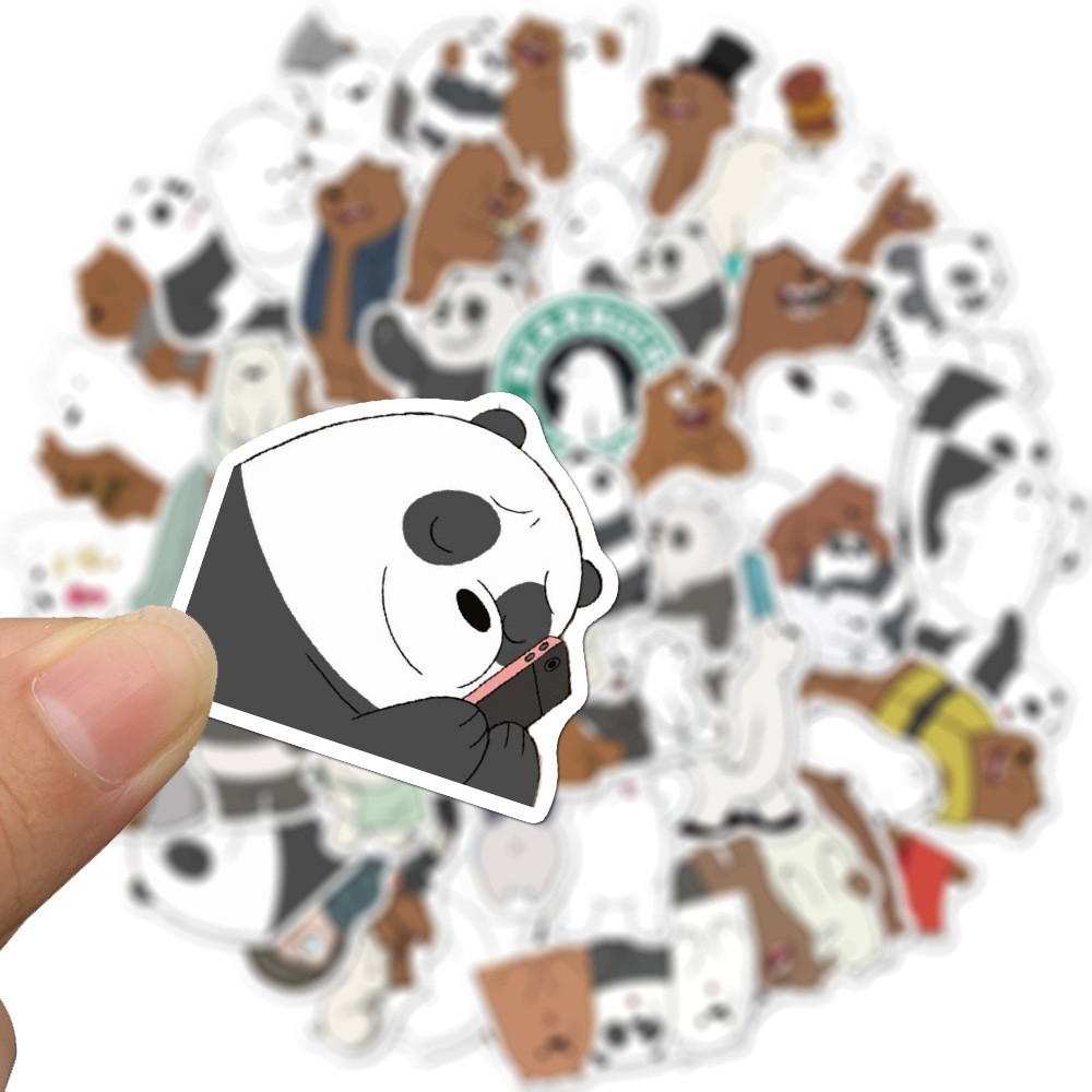 Set 50 miếng sticker hoạt hình We Bare Bears dán trang trí dễ thương