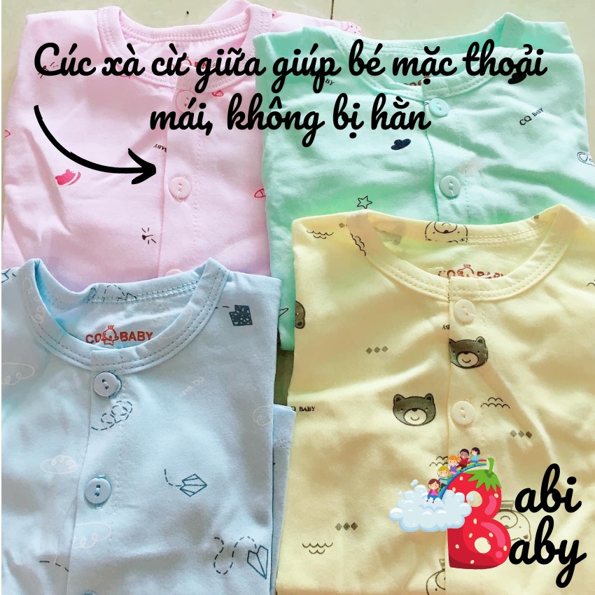 Áo sơ sinh dài tay bé trai bé gái BABI BABY mùa hè thu đông mềm mại giá rẻ đồ sơ sinh cho bé mẫu CQ 5 màu từ 0-9 tháng