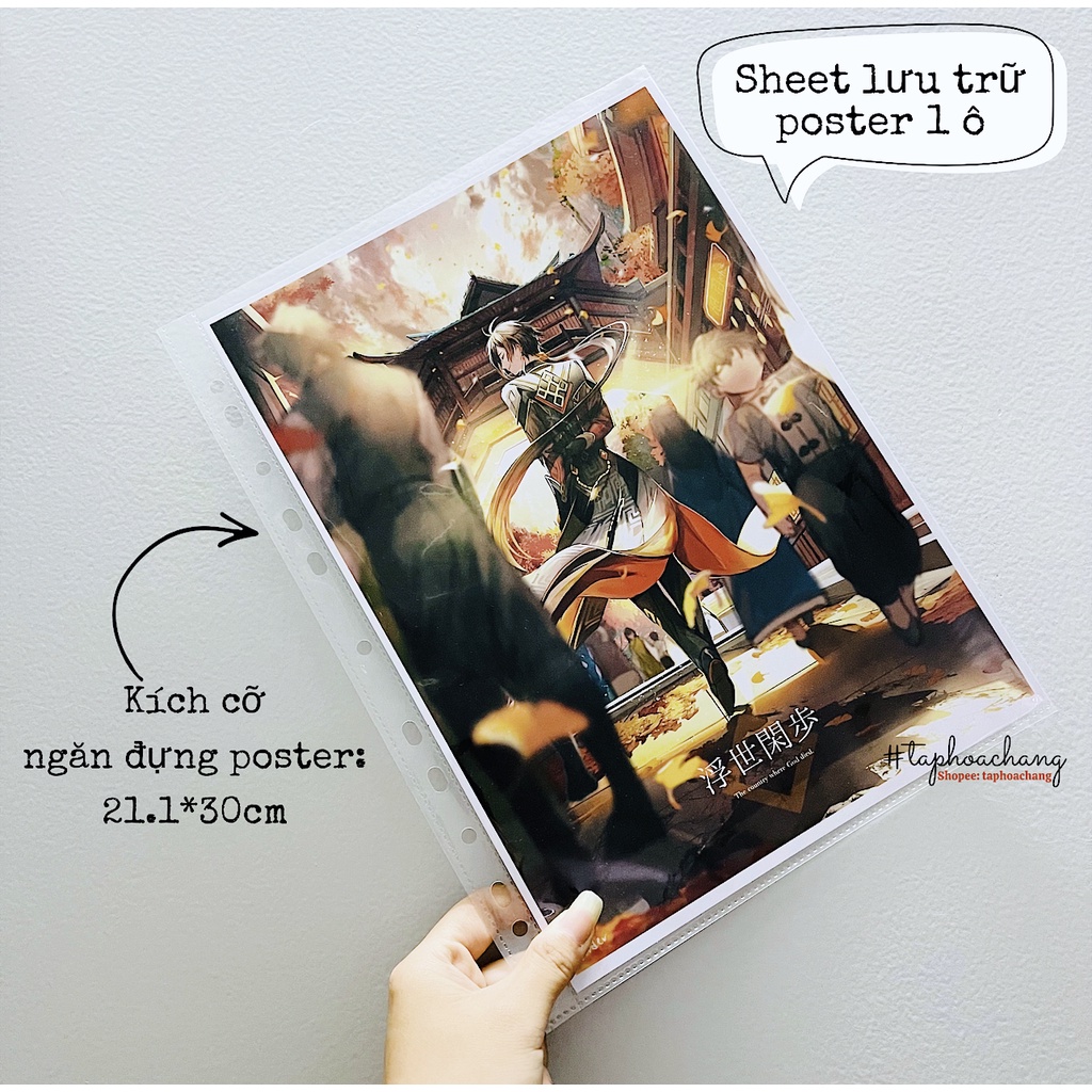 Sheet đựng poster, postcard, ảnh, phụ kiện sách truyện 1 ô, khổ A4 - Trang sheet lưu trữ 1 ngăn - Sheet A4