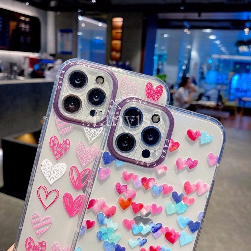 Ready Stock Ốp iPhone 12 11 Pro Max 12 Mini Xs Max XR 7 8 6 6s Plus Casetify Ins Color Love Transparent Phone Case Soft TPU Protective Coverr