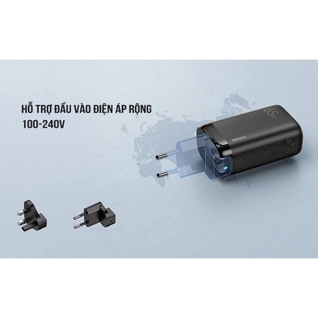 Củ sạc nhanh GaN 3 cổng 65W RP-U55 - Chính Hãng Remax