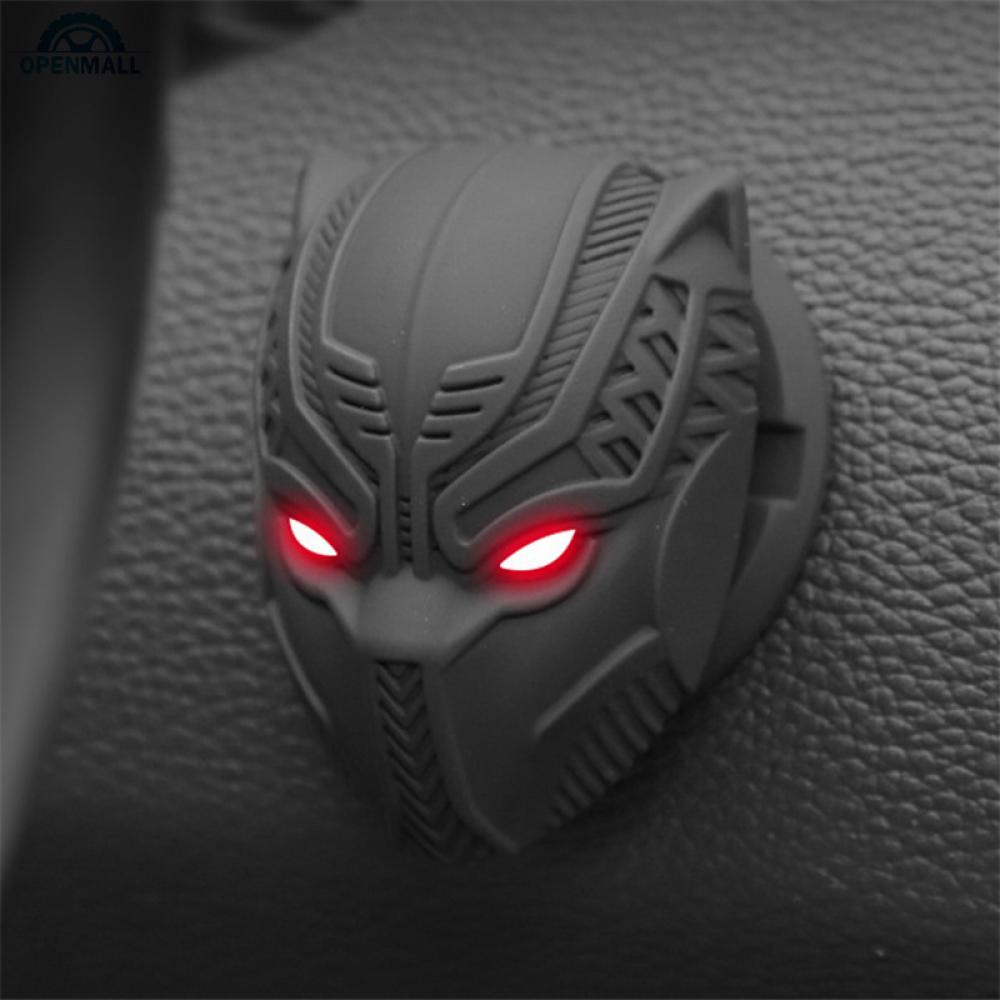 Miếng Dán Trang Trí Nút Khởi Động Xe Hơi Hình Báo Đen 3D