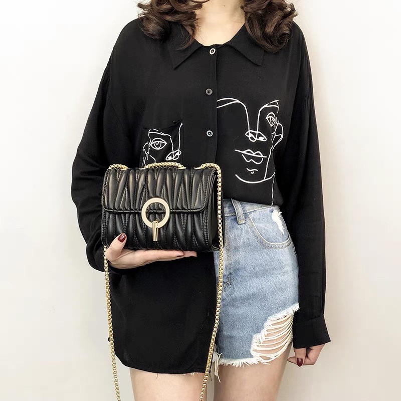 Túi đeo chéo mini đi chơi da mềm thêu đẹp thời trang hàn quốc dễ thương HT51