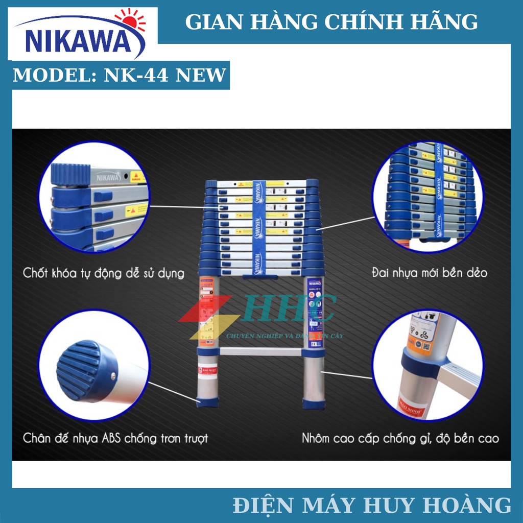 Thang nhôm rút gọn, Thang nhôm rút đơn Nk-44 New, NK-44 Pro model 2021