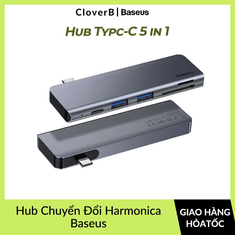 Hub Type C Chuyển Đổi 5 trong 1 Baseus Harmonica USB 3.0, TF/SD Card Reader, Type C PD Adapter cho Macbook/ iPad/ Laptop