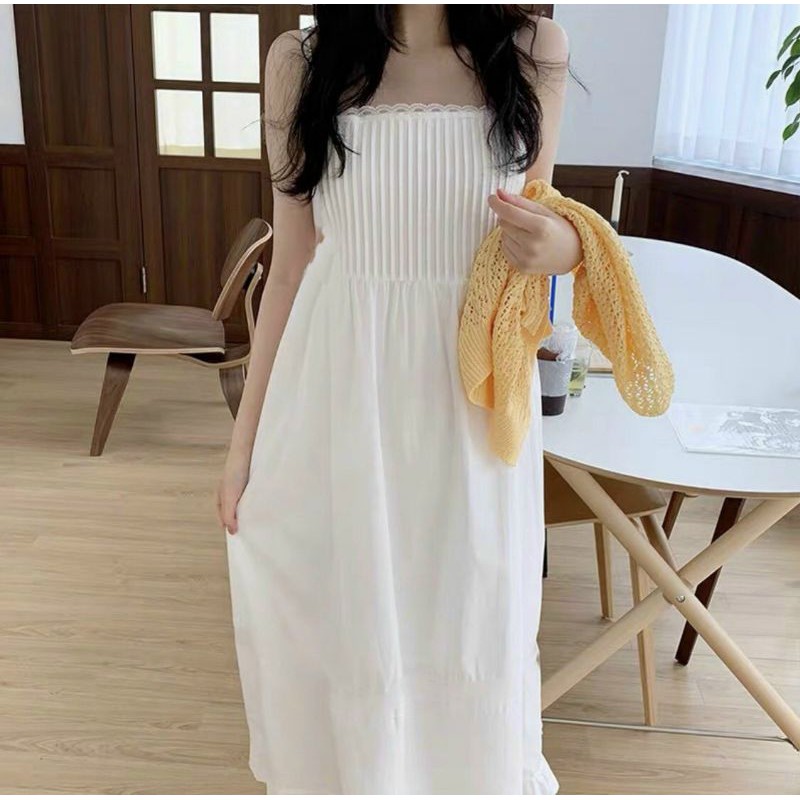 HÀNG SẴN HÀNG SẴN ĐẦM MAXI TRẮNG 2S XẾP LI NGỰC SIÊU HOT SIÊU HOT | BigBuy360 - bigbuy360.vn