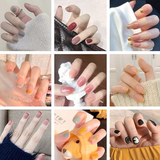 Set 24 móng tay giả dễ thương +  gel dán DIY tiện dụng