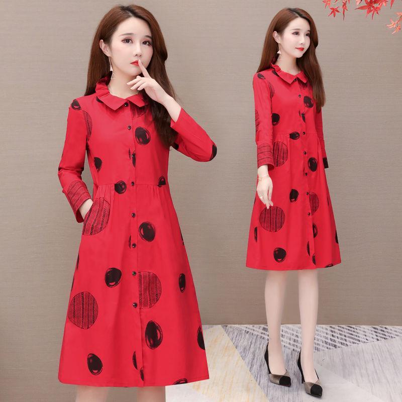 Áo Khoác Gió Tay Dài Dáng Dài Form Rộng In Họa Tiết Thời Trang Xuân Thu Cho Nữ