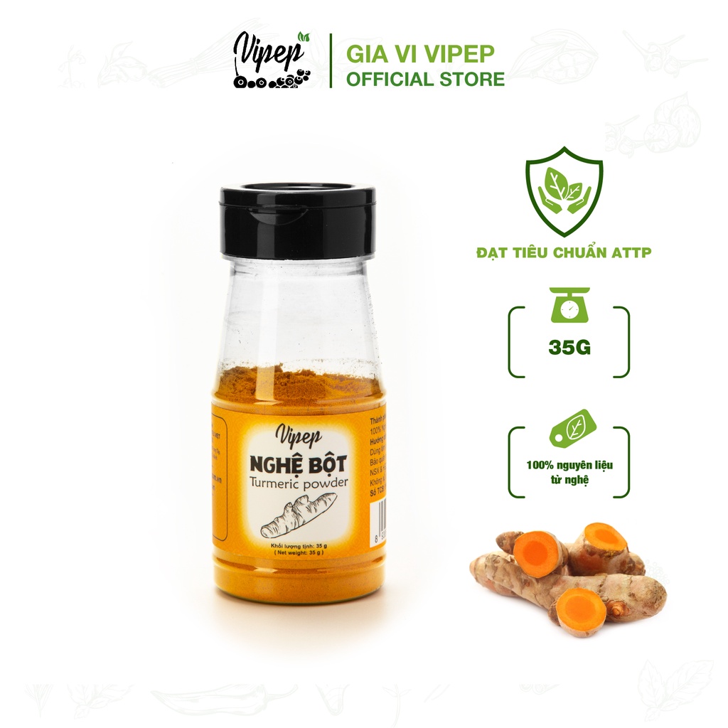 Bột nghệ Vipep 35g, gia vị nấu ăn, hỗ trợ dạ dày, tốt cho sức khỏe