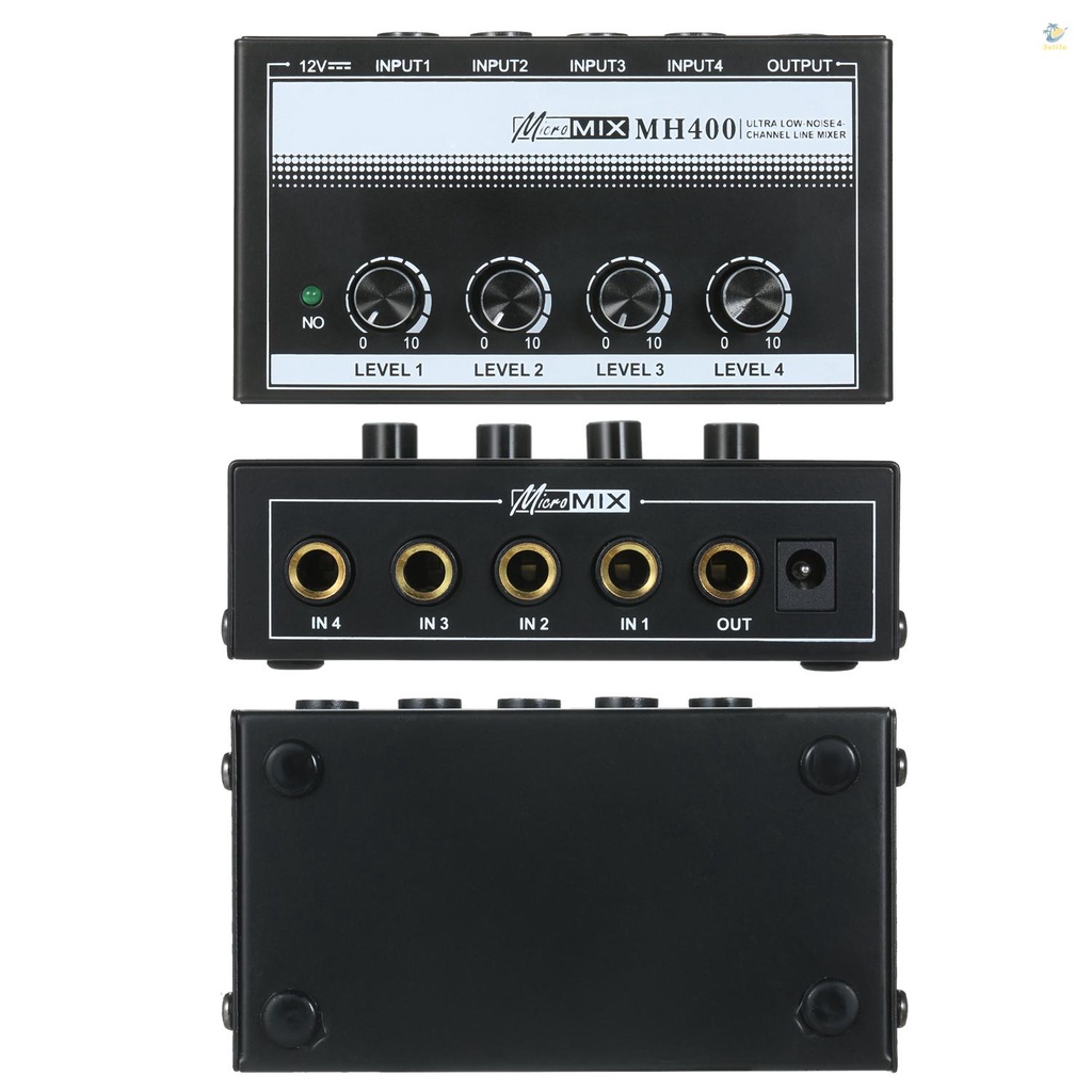 Thiết Bị Trộn Âm Thanh 4 Kênh Smh400 Mini Với Đầu Vào 1/4-inch TS Đầu Ra Điều Chỉnh Âm Lượng Cho Đàn Guitar Bass