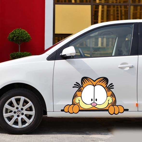 Dễ Thương Sticker Dán Trang Trí Kính Chiếu Hậu Xe Hơi Hình Mèo Garfield Đáng Yêu