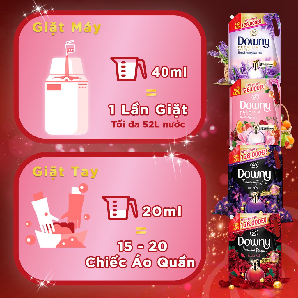 [Mã FMCGMALL -8% đơn 250K] Combo 2 Túi Nước Xả Vải DOWNY Nắng Mai 2.3L/ Đam Mê 2.2L/ Huyền Bí 2.2L