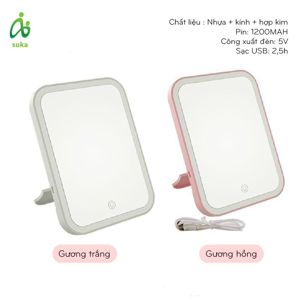 Gương để bàn-gương trang điểm có đèn led hình chữ nhật SK