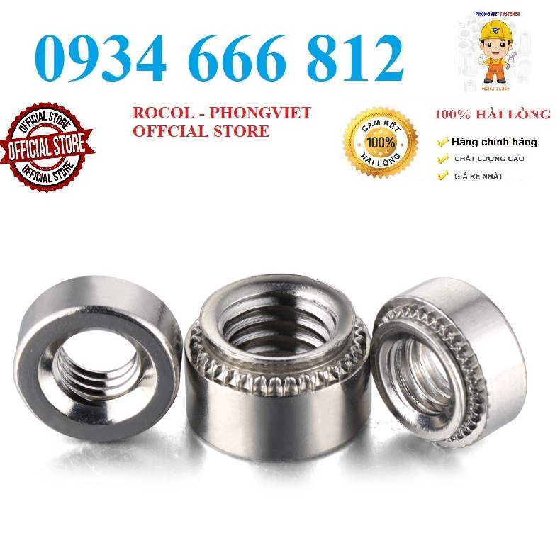 Set 10 cái M2.5-M8 Pem tán dập, đai ốc tán M2.5,M3, M4, M5,M6,M8 INOX 304