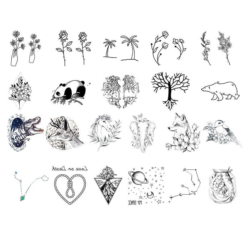 Miếng dán xăm tạm thời họa tiết đen trắng cá tính thời trang