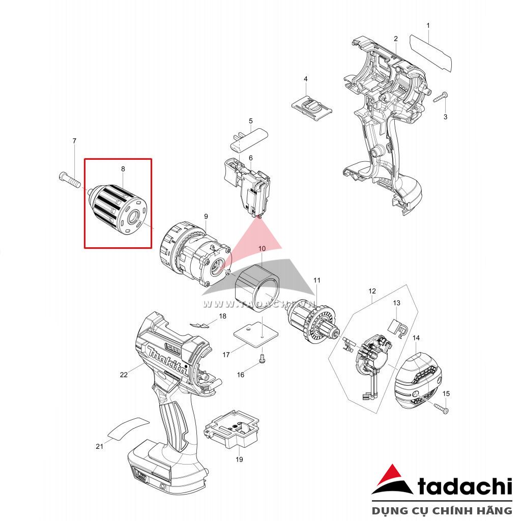 Đầu khoan autolock 13mm dùng cho máy DDF482 Makita 766027-7 | Tadachi