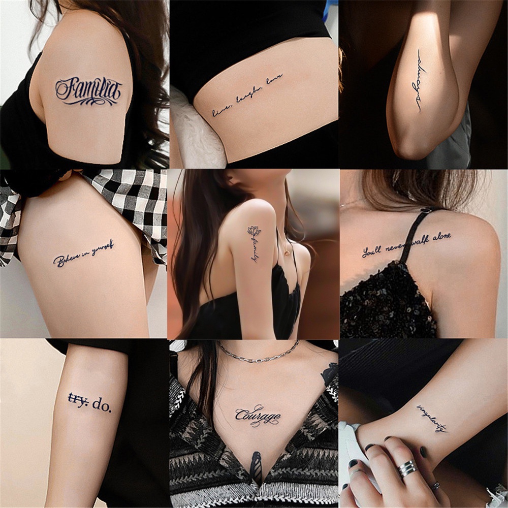 Hình Xăm Dán Tạm Thời Họa Tiết Chữ Tiếng Anh Chống Thấm Nước Đổi Màu Theo Nhiệt Độ Phong Cách Hàn Quốc