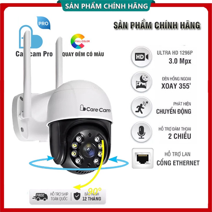 Camera WIFI PTZ ONVIZCAM HK30 3.0MP Siêu Nét, Xoay 360, Đàm Thoại 2 Chiều