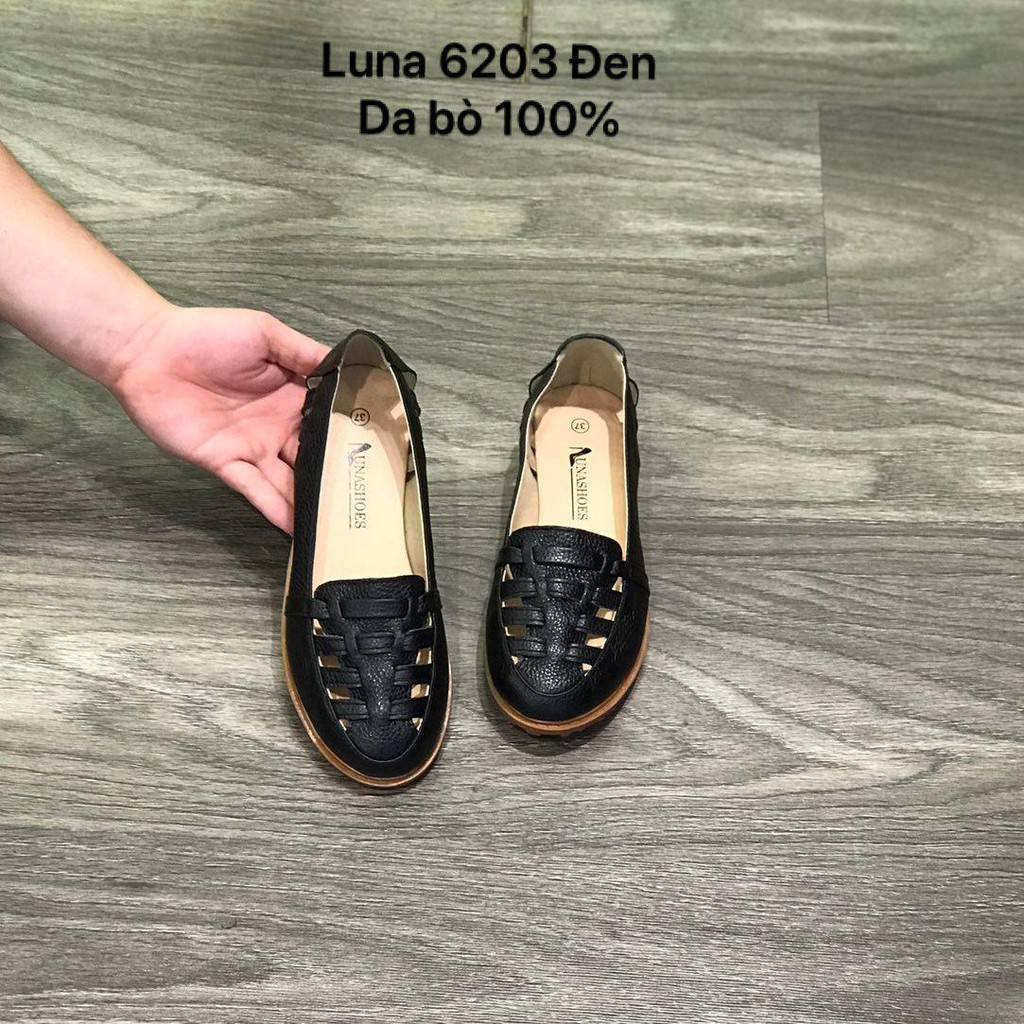 GIày rọ nữ da bò thật 100% và bảo hành 2 năm 1 đổi 1 LUNASHOES 6203 đi êm chân dễ phối đồ giày trung niên cho mẹ