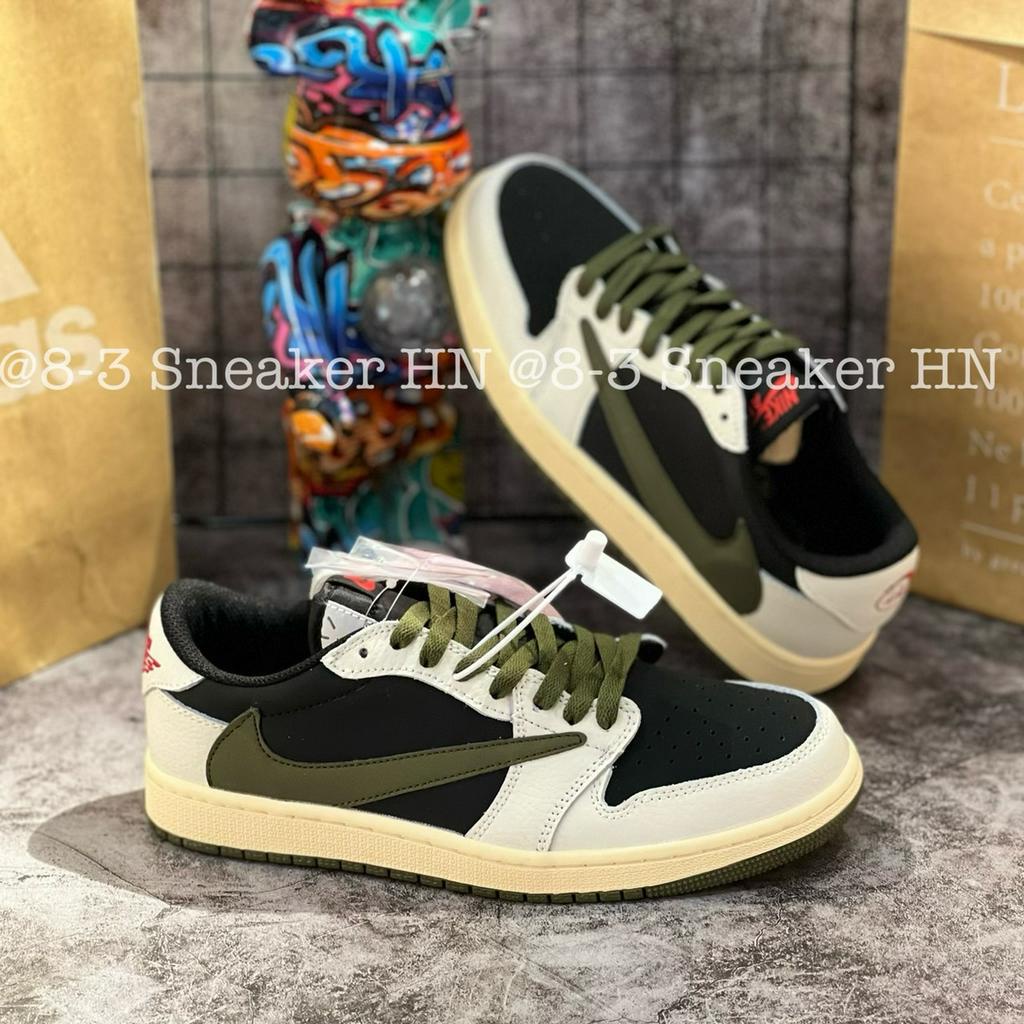 Giày Thể Thao Cổ thấp Travis Scott x Air Jordan 1 Low Reverse Mocha OG Olive Xanh Rêu Trắng