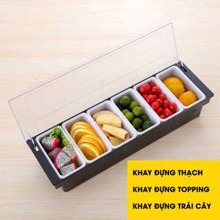 Khay Đựng Topping 6 Ngăn Nhựa Chuẩn - Hộp đựng nguyên liệu sạch và gọn