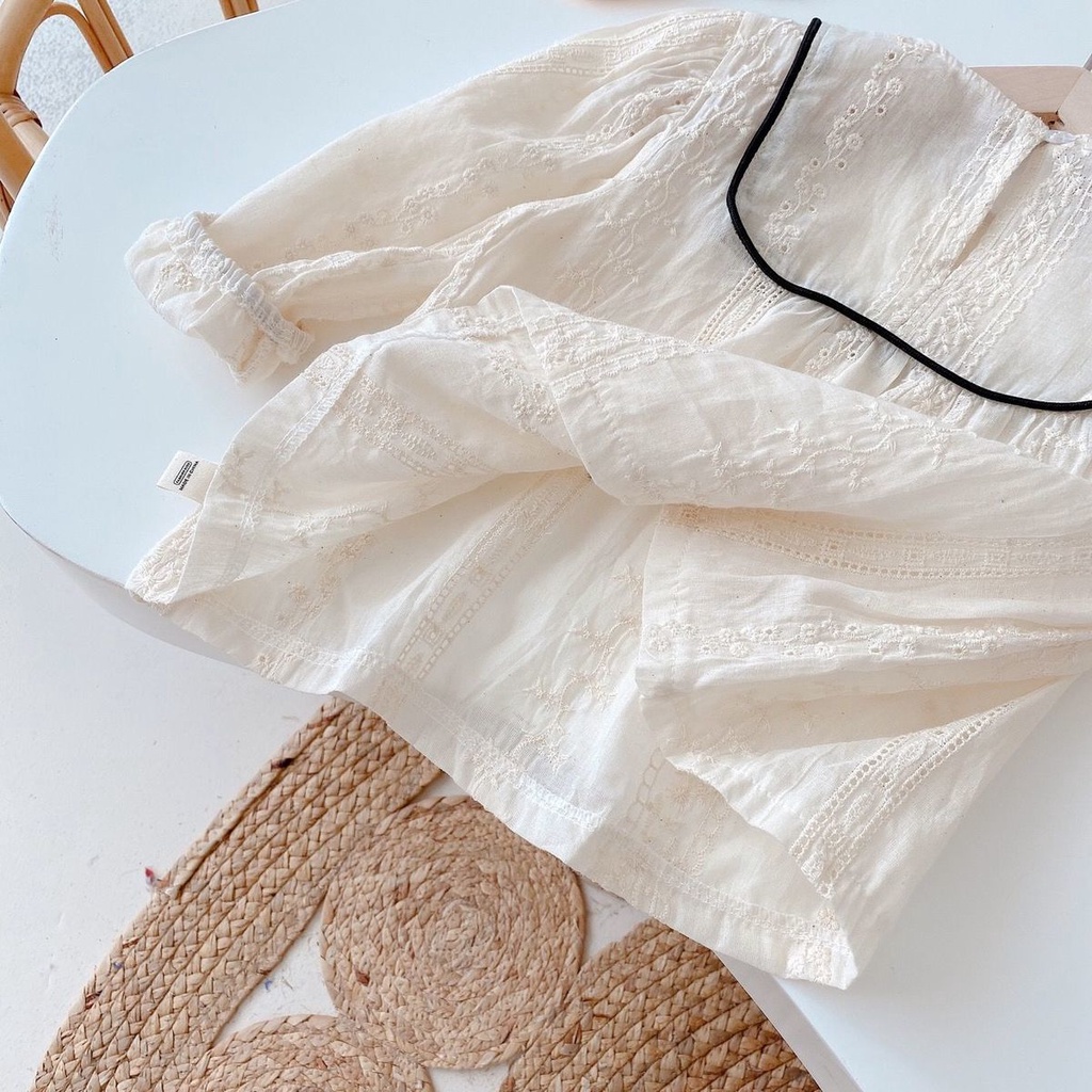 Áo Sơ Mi Cotton Tay Dài Phong Cách Hàn Quốc Nhật Bản Mới 2022 Cho Bé Gái