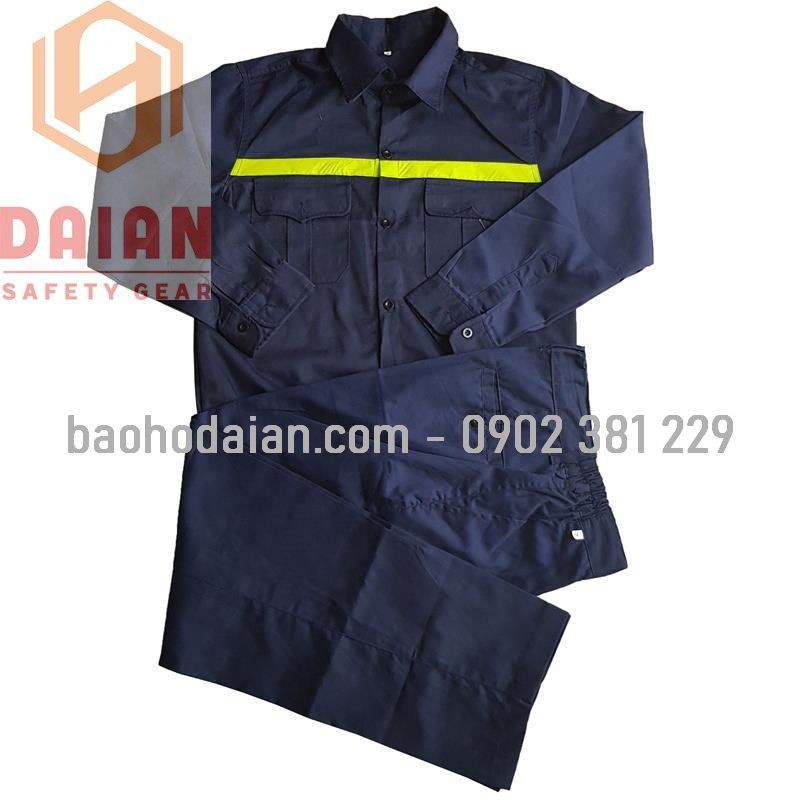 Quần áo bảo hộ lao động phối phản quang vải kaki Nam Định - DN09PQ
