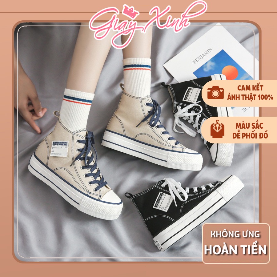 Giày thể thao nữ cao cổ chất vải dáng basic cá tính năng động trẻ trung hot trend
