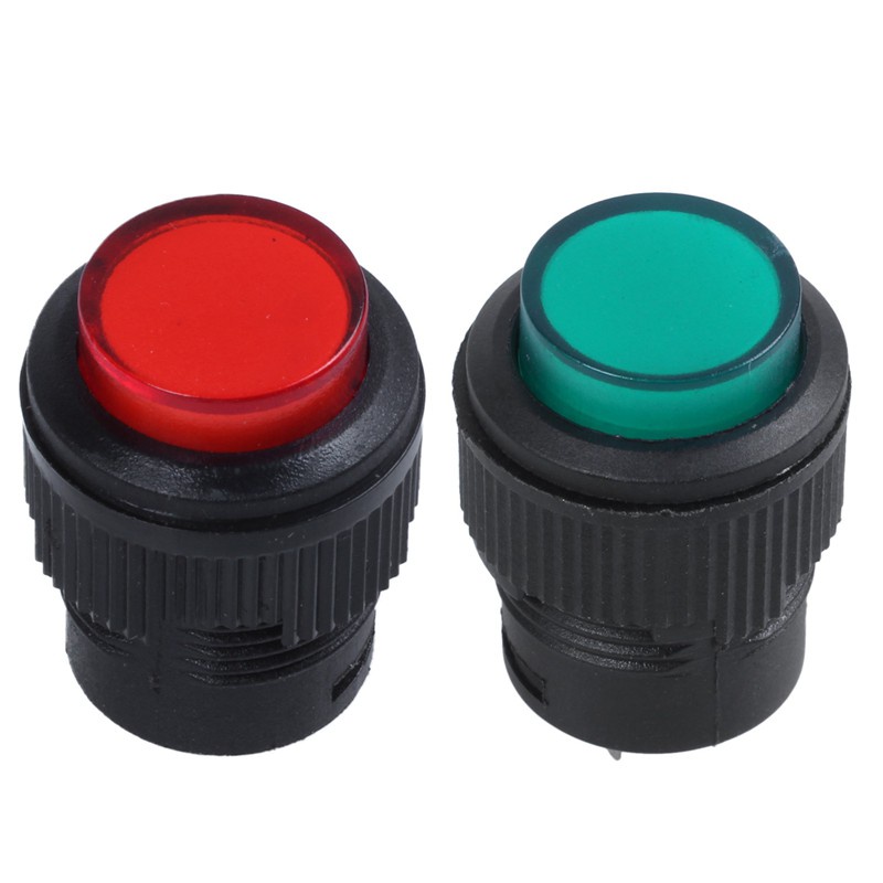 4 Pcs 4 Terminals LED Lamp Momentary Push Button Switch DC 3V , 2 Pcs Green & 2 Pcs Red