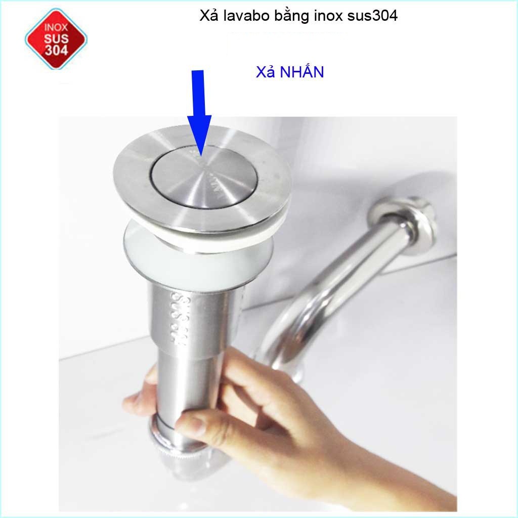 Bộ xả chậu lavabo inox SUS 304 đúc liền