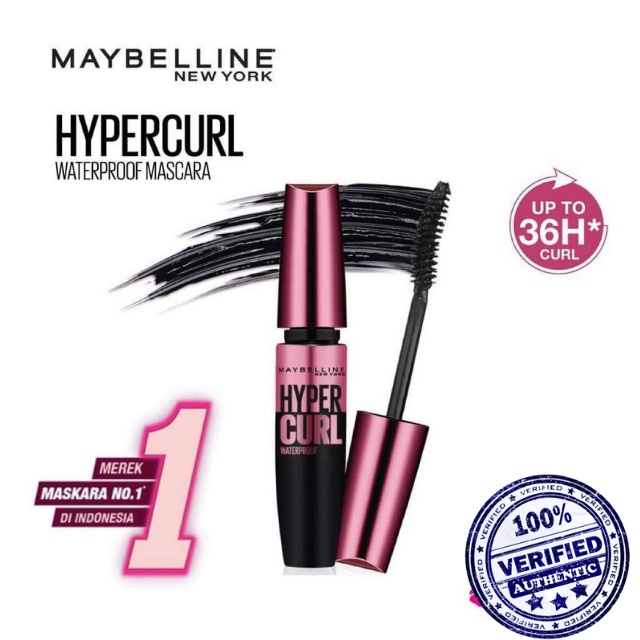 (Cong, dày mi x3)Chuốt mi Mascara Maybelline Hyper Curl Waterproof bản Thái Lan không lem, tơi mi