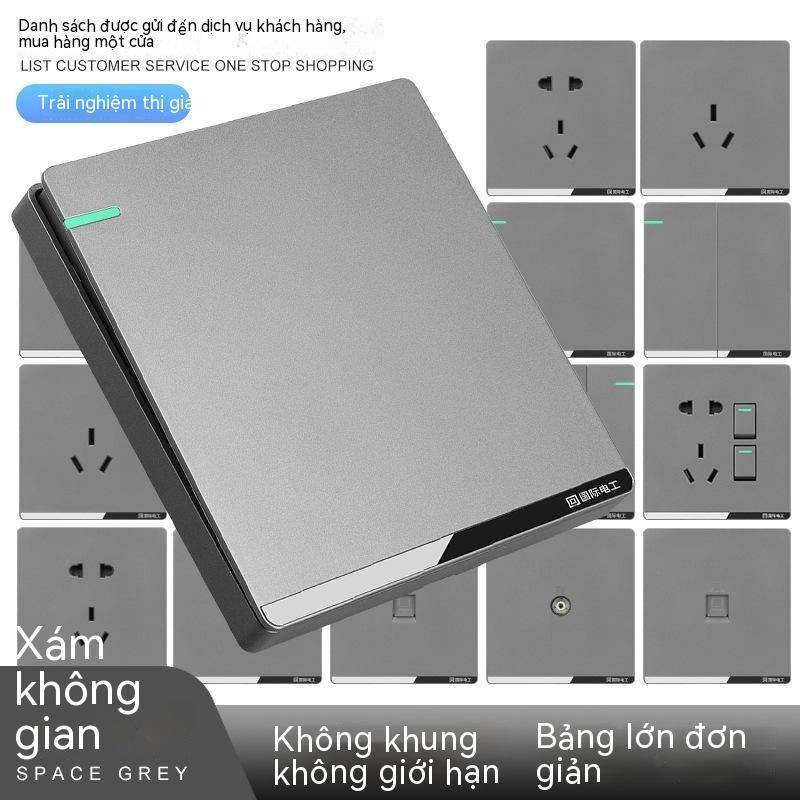 Bảng Công Tắc Điện Một Lỗ 86 Loại Màu Xám Cỡ Lớn Chuyên Dụng Cho Thợ Điện