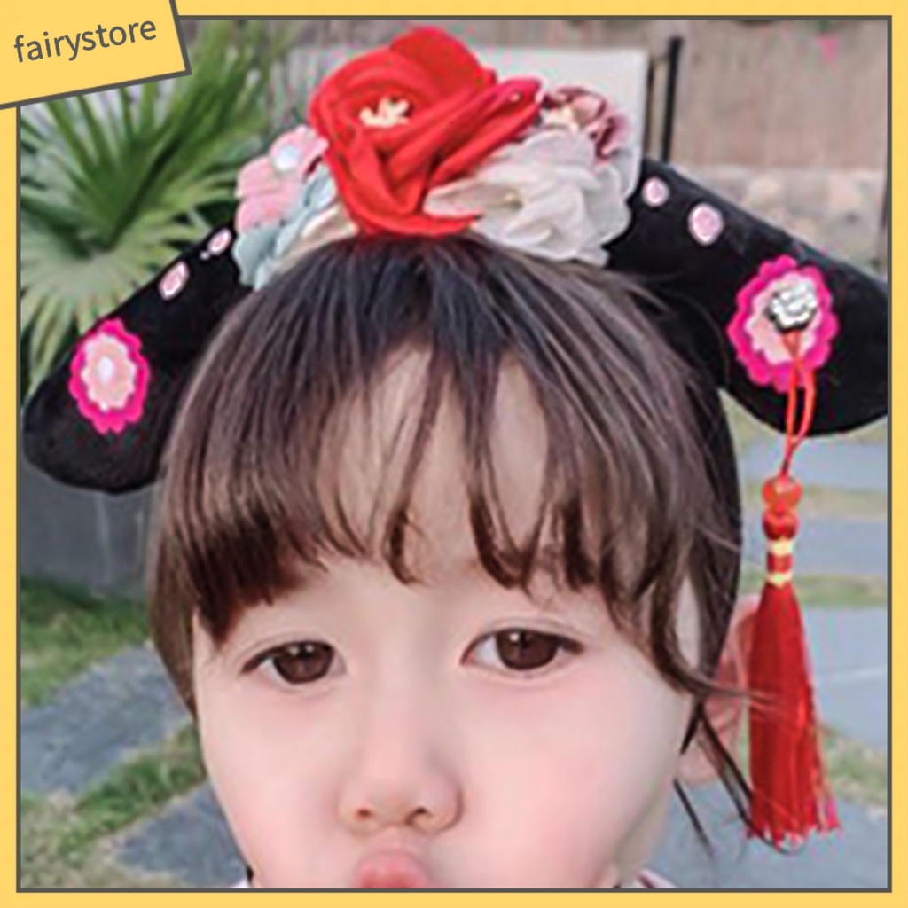 Cài tóc phối tua rua phong cách Trung Hoa cổ điển cho bé gái