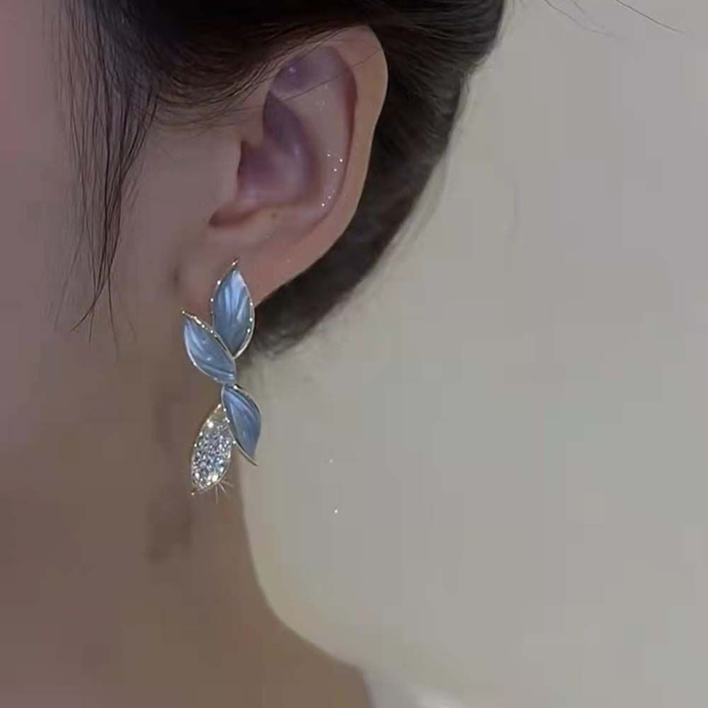 Bông tai hình chiếc lá nhiều màu bằng hợp kim phong cách Hàn Quốc cho nữ