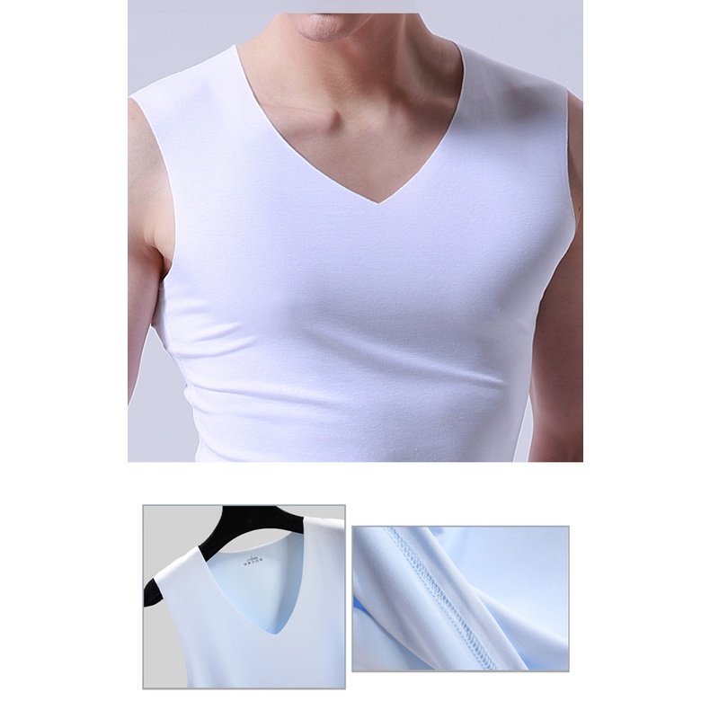 Áo thun thể thao AOKANG sát nách cổ chữ V vải lụa mát không đường may thời trang mùa hè cho nam