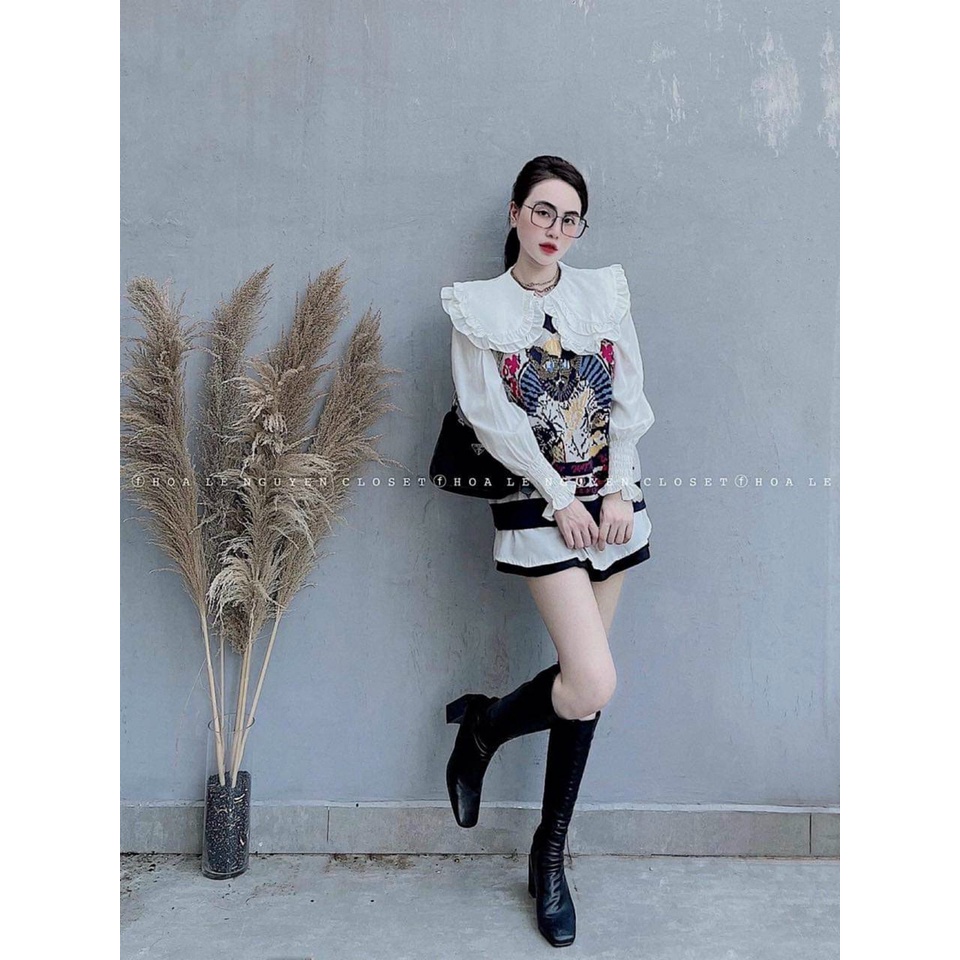 áo sơ mi nữ cổ bèo , áo babydoll tay bèo hàng QCCC loại 1 A00012 kaca