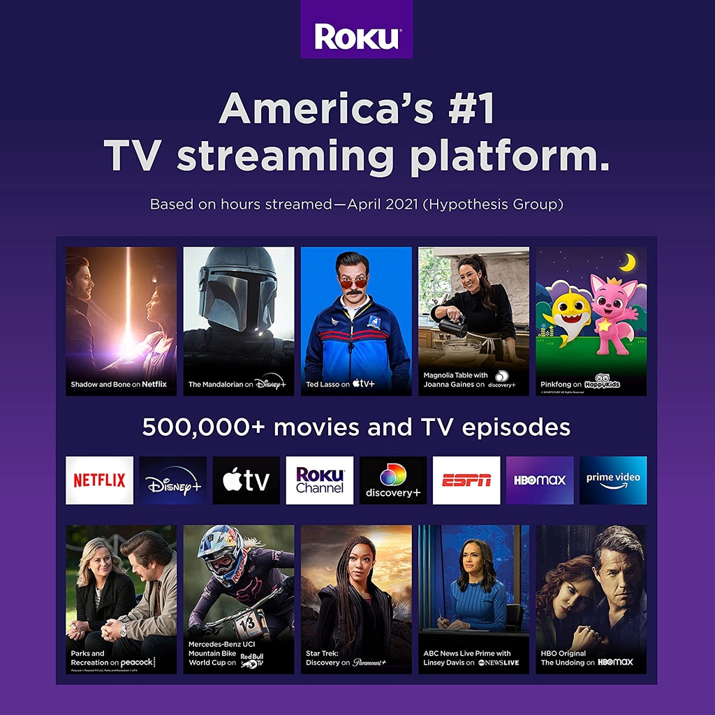 Thiết bị phát truyền hình Roku Streaming Stick 4K/HDR/Dolby Vision 2021, Express 4K+  with Roku Voice Remote, TV Control