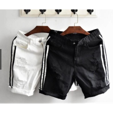 hàng như hình 100%_ quần short jean nam rách,quần short jean nam hai màu trắng đen phối sọc