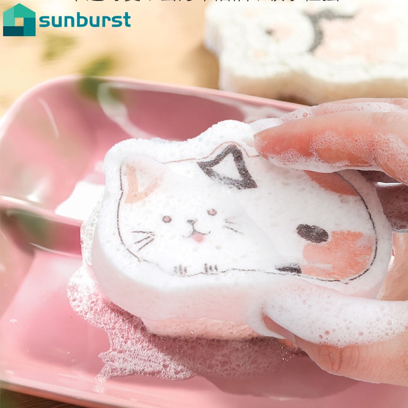 1 Miếng Bọt Biển Rửa Chén Hình Hoạt Hình Đa Năng Có Dây Đeo Cho Nhà Bếp