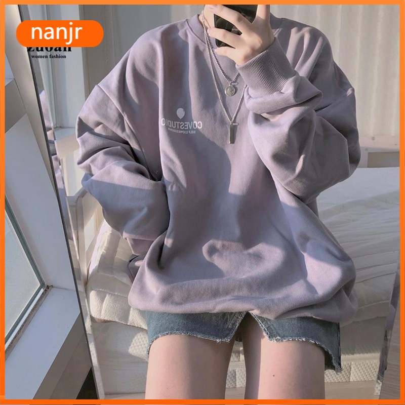 Women's Long Sleeve Round Neck Sweater with Printed Patterns