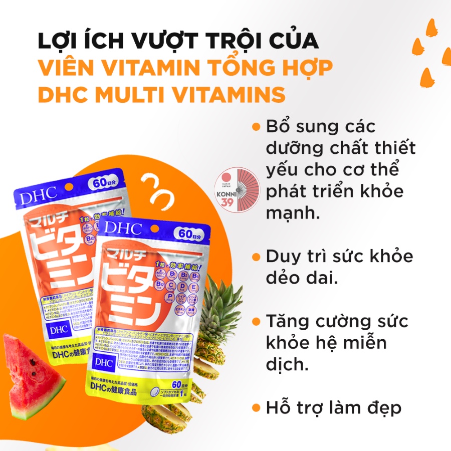 Viên uống DHC Nhật Bản Multi Vitamin Tổng Hợp 15v/gói 30v/gói và 90v/gói - Konni39