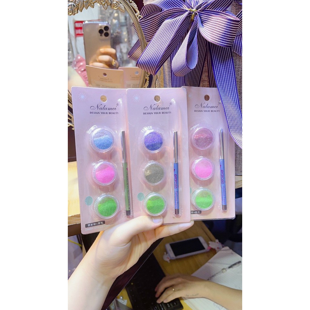 (Hàng Mới Về) Set nhũ 4 món ( 1 bút kẻ mắt + 3 hộp nhũ) - trang điểm mắt tạo hiệu ứng lấp lánh thời thượng | BigBuy360 - bigbuy360.vn