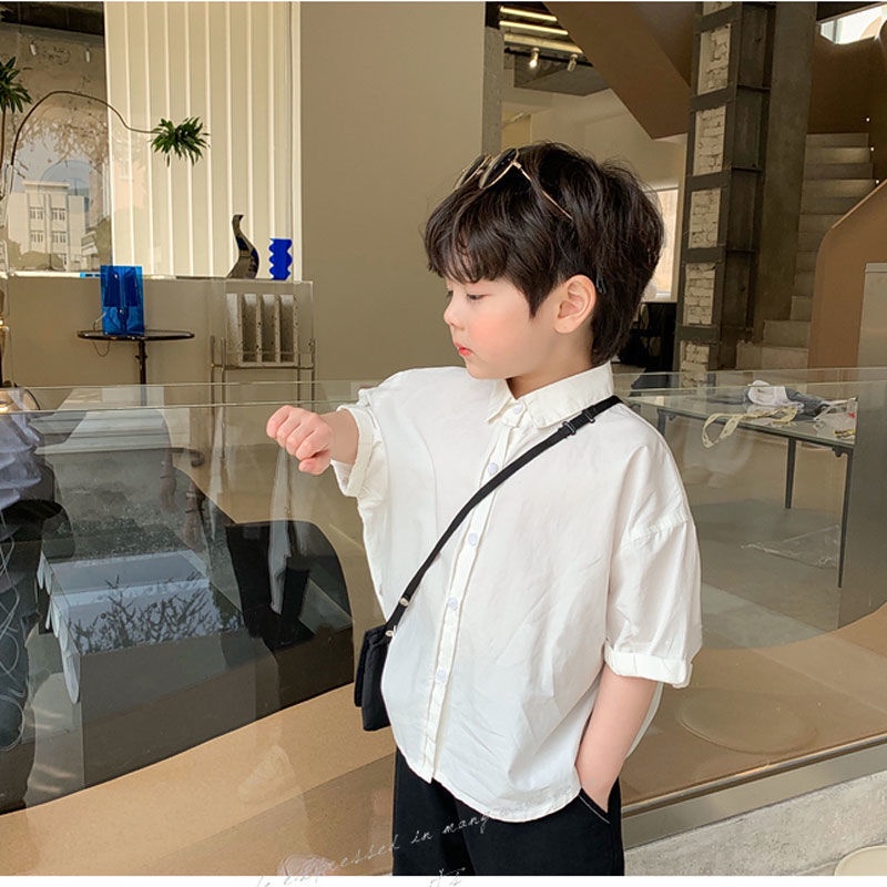 Summer Fashion Simple Color Short Sleeve Shirt For Boys