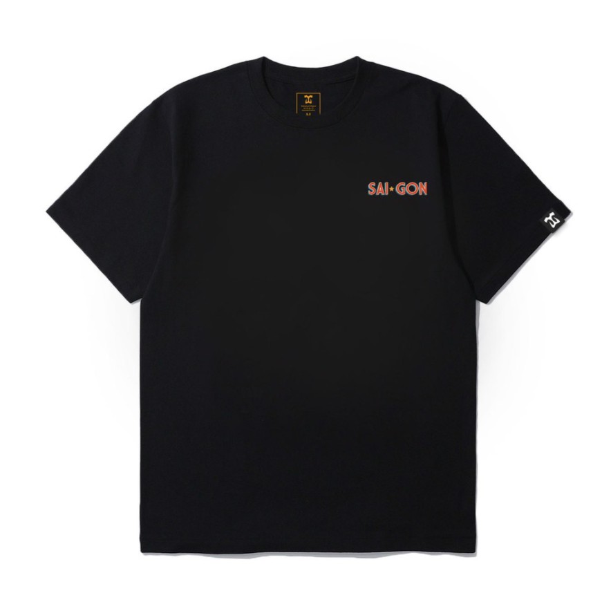 Áo thun Unisex tay lỡ FREESIZE &lt;75KG ÁO THUN IN HÌNH SÀI GÒN màu đen form rộng tay lỡ oversized By bear.story