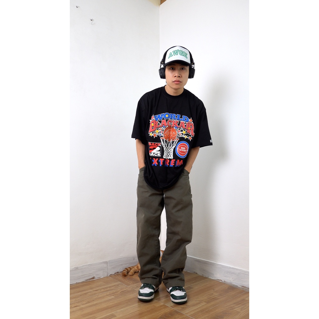 Áo thun bóng rổ vintage unisex Blackair