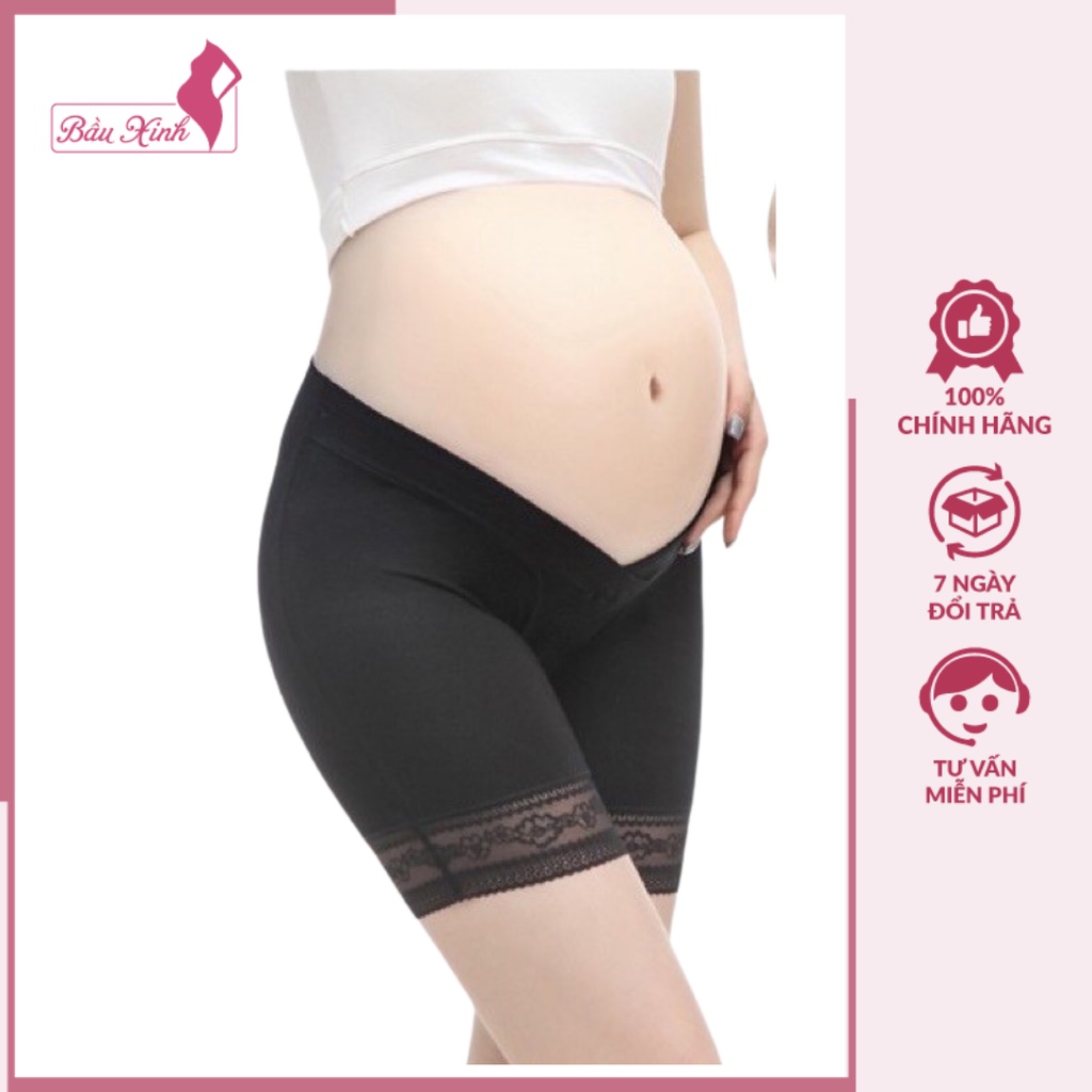Quần bầu - quần mặc trong váy bầu cạp chéo có phối ren mềm mịn hàng loại 1